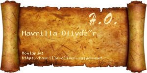 Havrilla Olivér névjegykártya